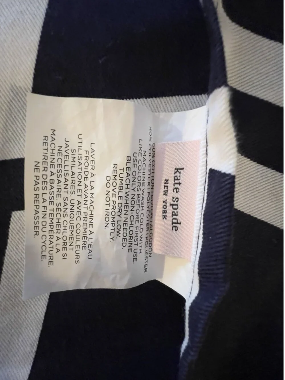 KATE SPADE NY Shower Curtain BOW TILE Design Navy Blue White 69